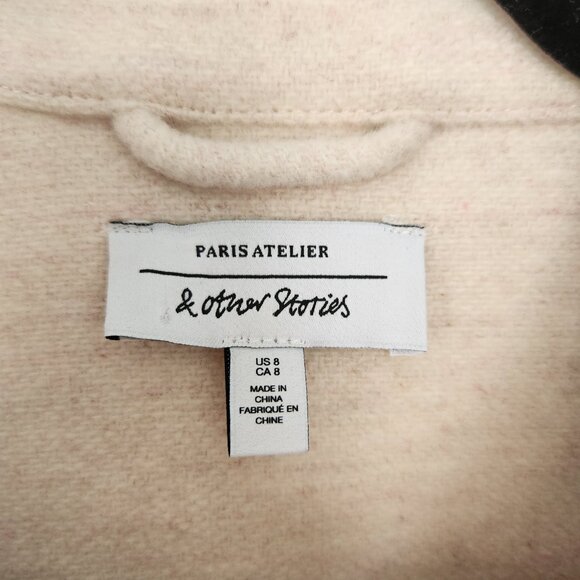& Other Stories Wool Blend Cream Oversized Coat Jacket Overshirt Shacket Size 8 - Picture 4 of 12